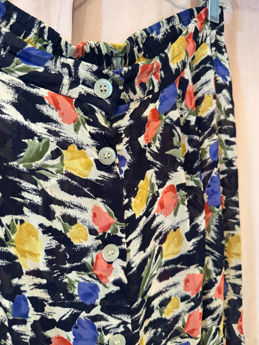 Button down floral maxi skirt