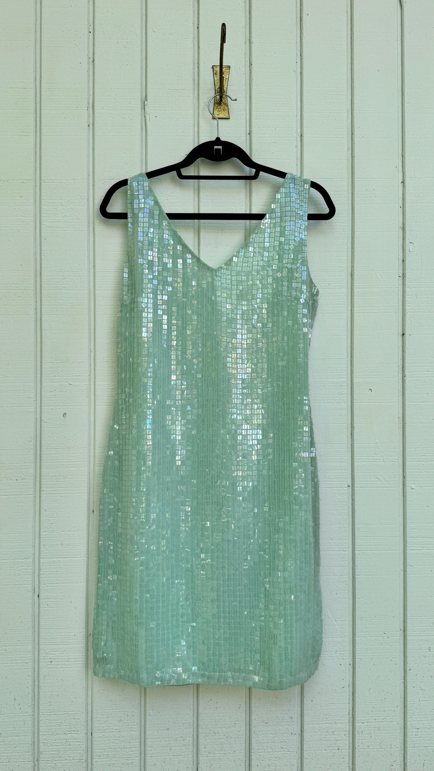 Mint Sequined Sheath Dress