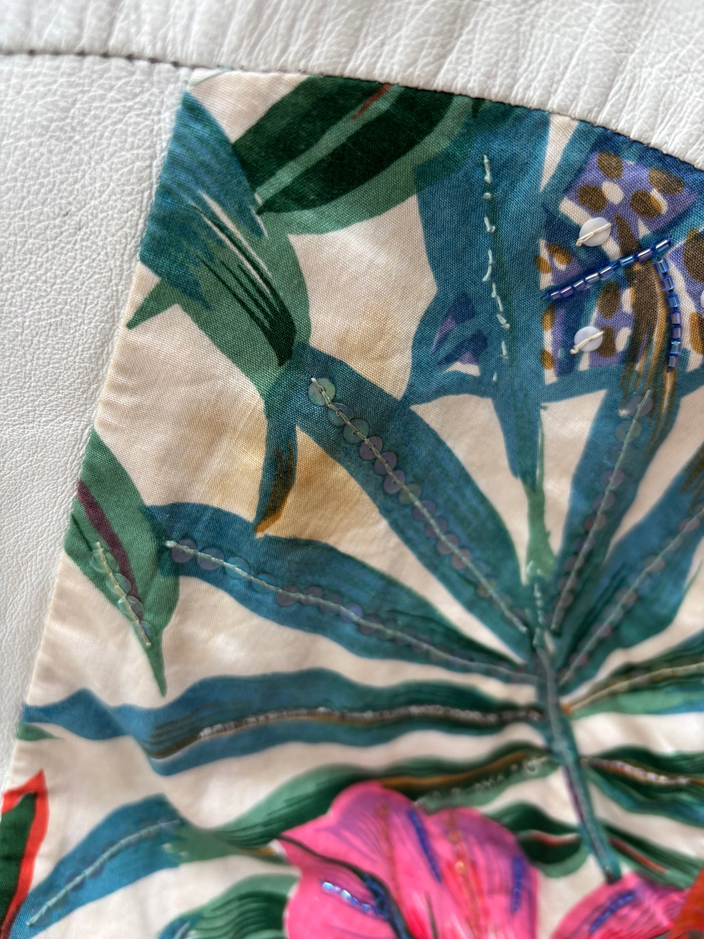 1990s patchwork leather and linen jacket