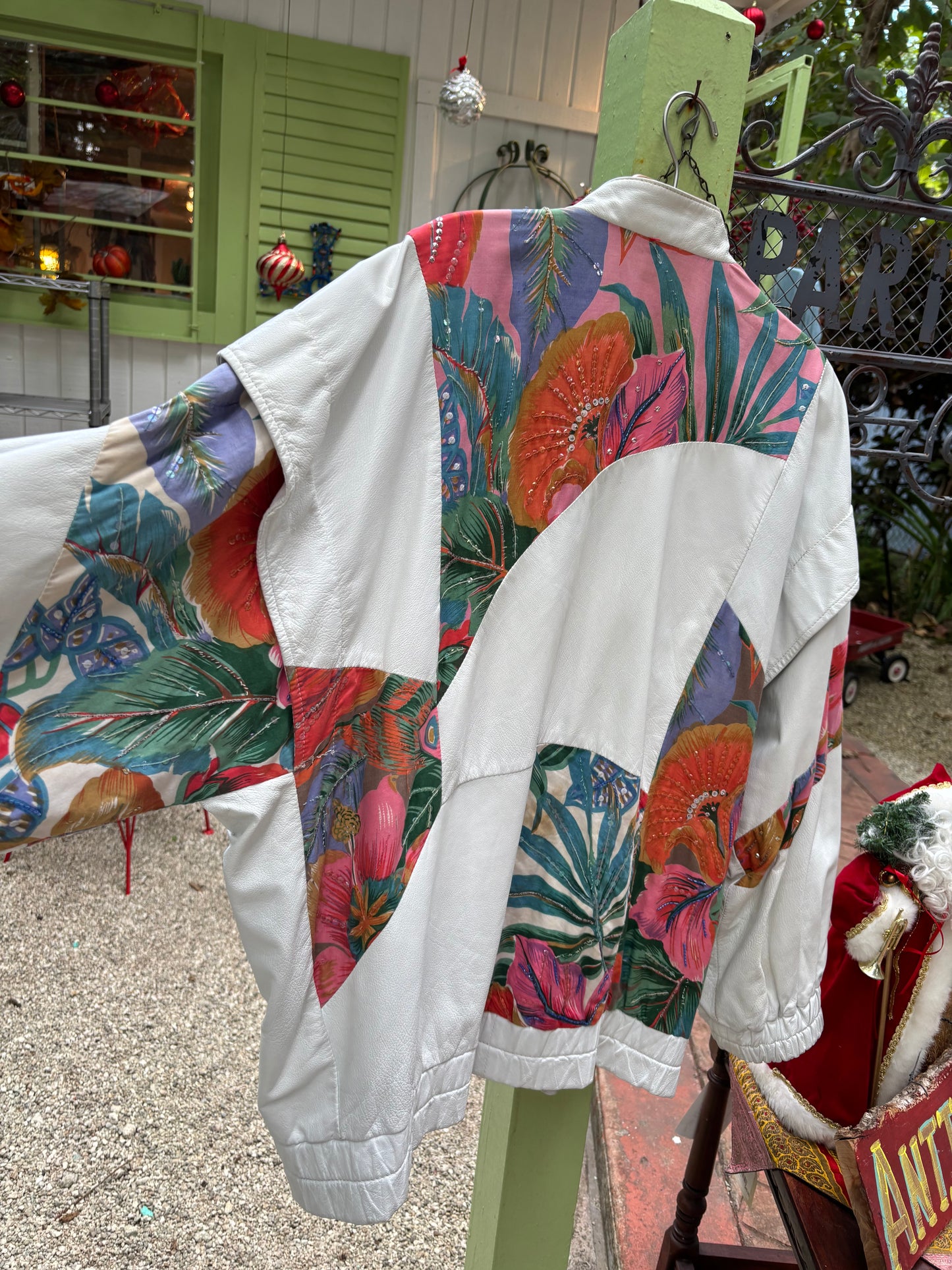 1990s patchwork leather and linen jacket