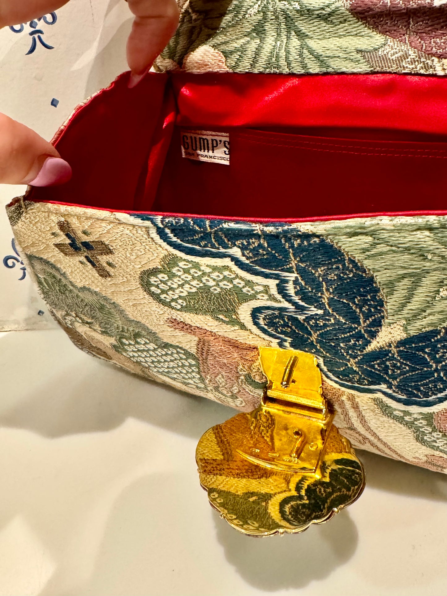 1960s kimono brocade clutch