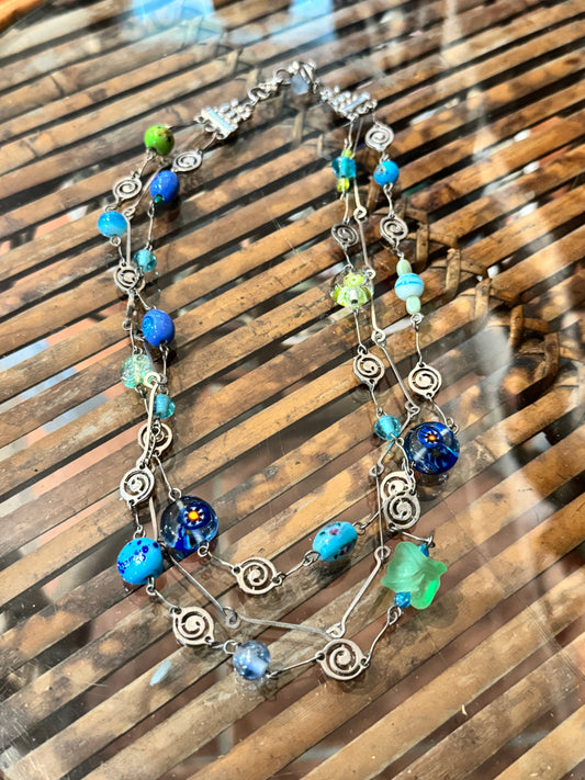 Multi-strand Art Glass Necklace