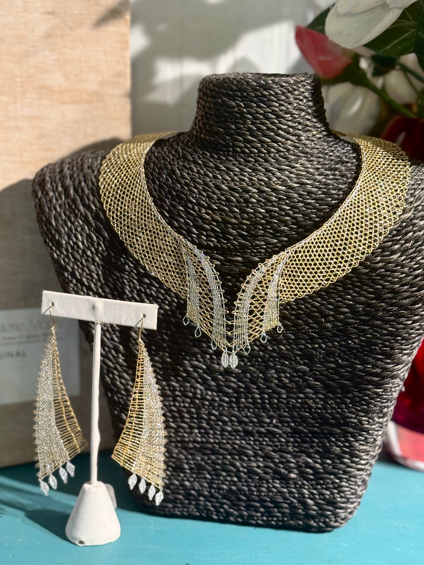 Woven Necklace & Earrings