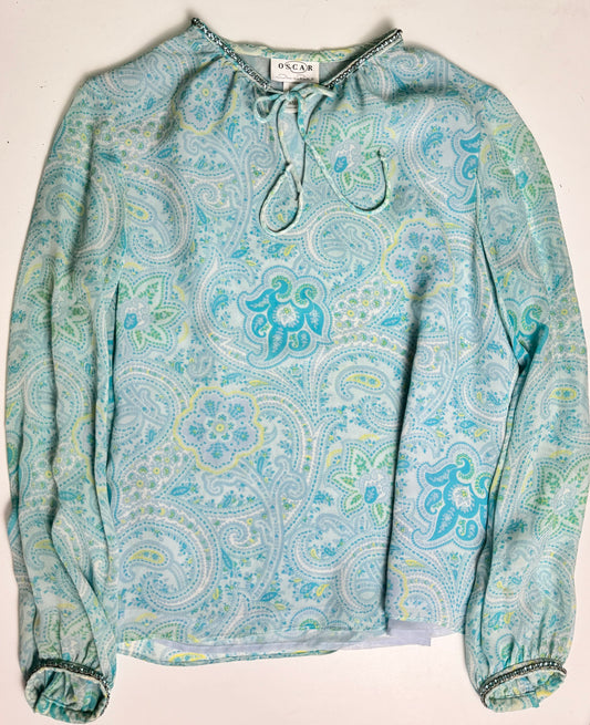 Oscar by Oscar de la Renta Paisley Silk Blouse