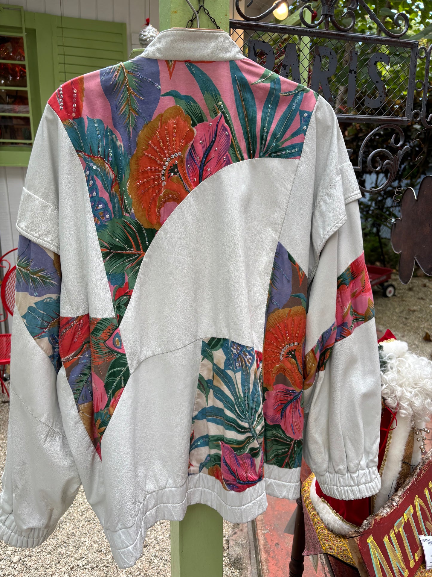 1990s patchwork leather and linen jacket