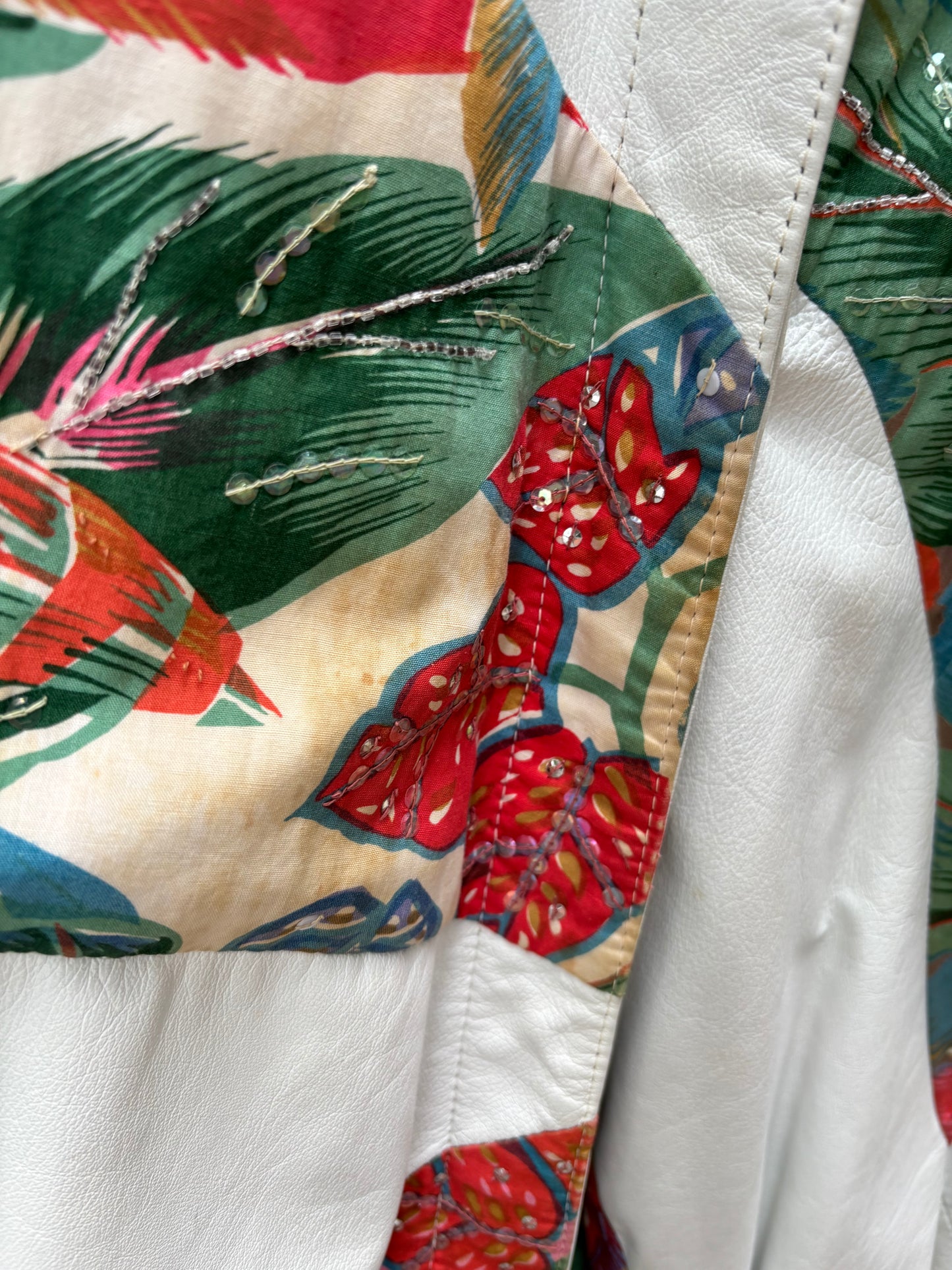 1990s patchwork leather and linen jacket